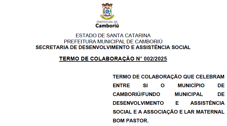 Termo de colaboração 002/2025